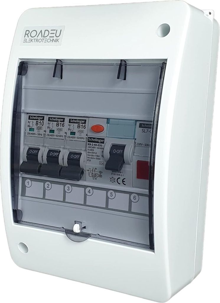 RoadEu - Leitungsschutzschalter - Komplett mit Leuchtmelder Signalleuchte LED - Fi Schutzschalter 40A - 16A Sicherungsautomat und 10A "B"