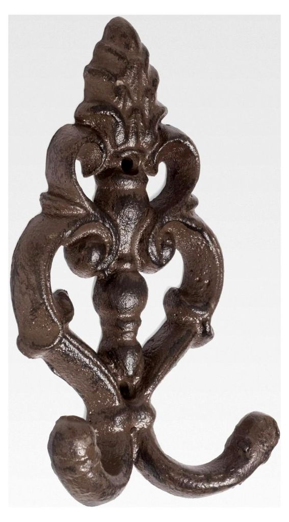 Wandgarderobe Lilie Fleur de Lis mit 2 Haken aus Gußeisen
