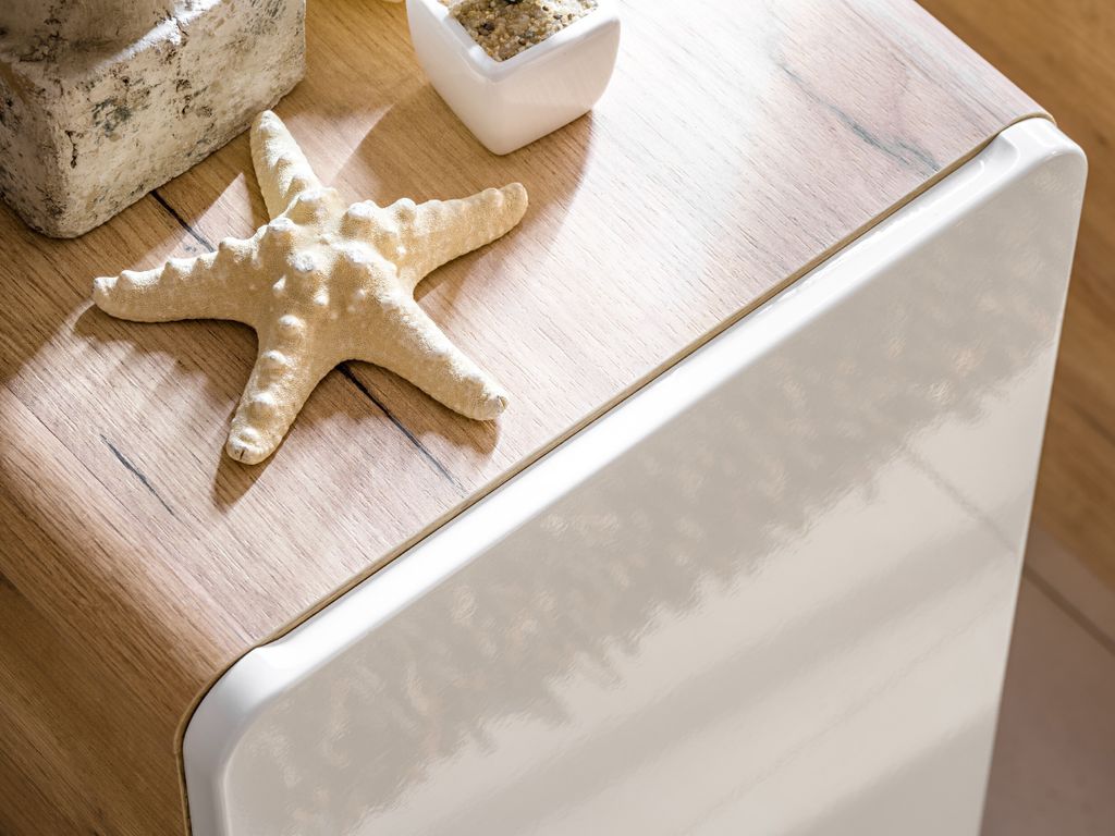 Badezimmerschrank mit Wäschekorb "Panay"  Weiß - Goldene Produktbild 8