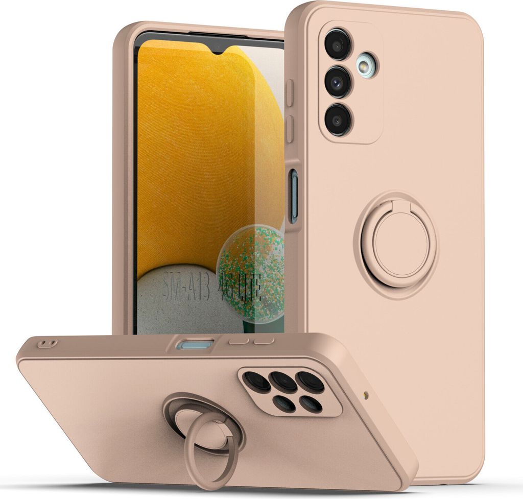 Samsung A13 5G Handyhülle, Ring Halter Ständer Kratzfeste Weiche Silikon schutzhülle für Samsung Galaxy A13 5G Pink
