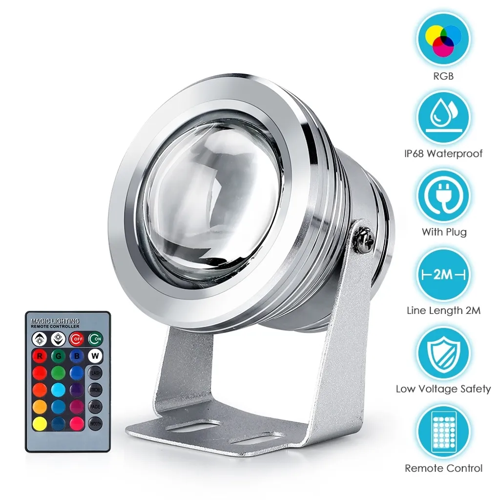 Projecteur LED Bassin et Cascade RGB Étanche avec Prise EU 90V-265V