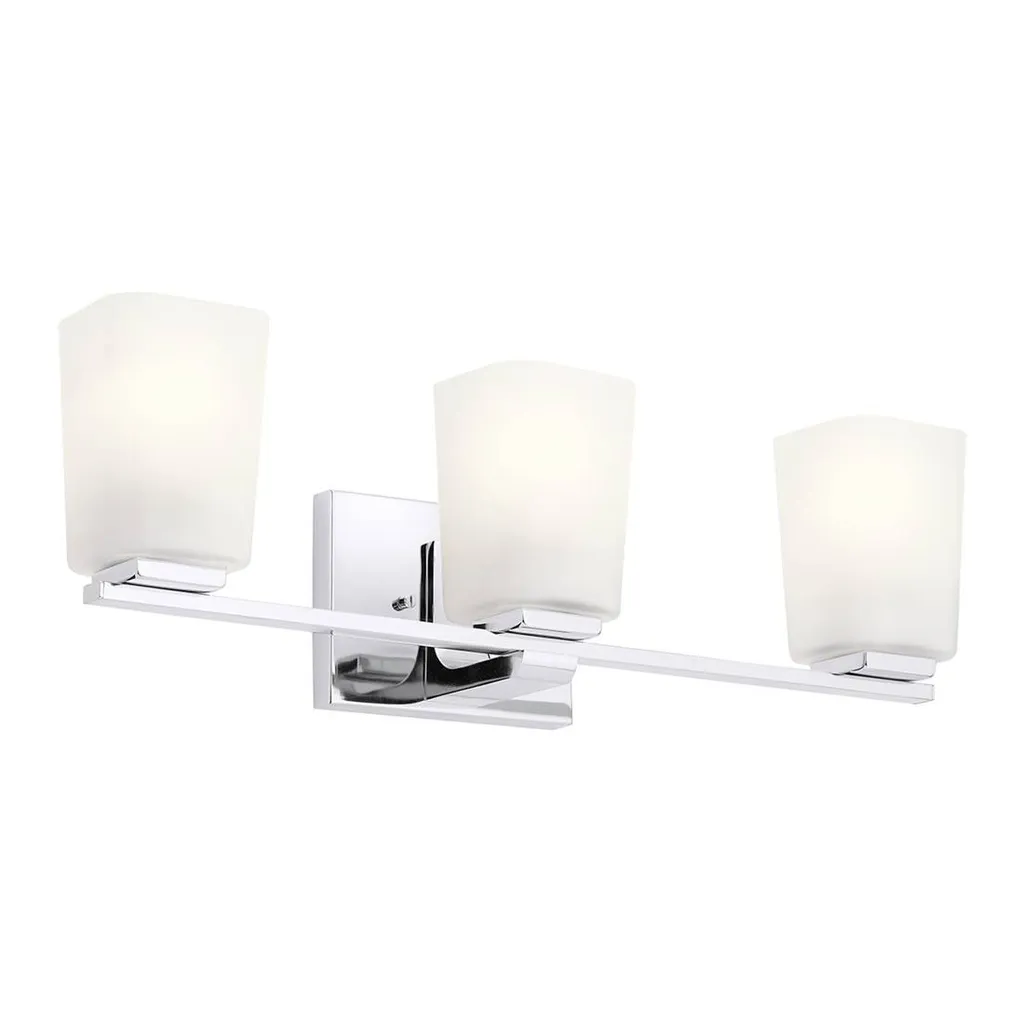 Éclairage miroir salle de bains Roehm chrome 3 sources G9 Kichler IP44