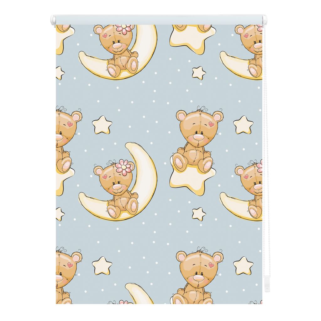 Lichtblick Rollo Klemmfix, ohne Bohren, Verdunkelung, Bärchen - Blau 90 x 150 cm (B x L)