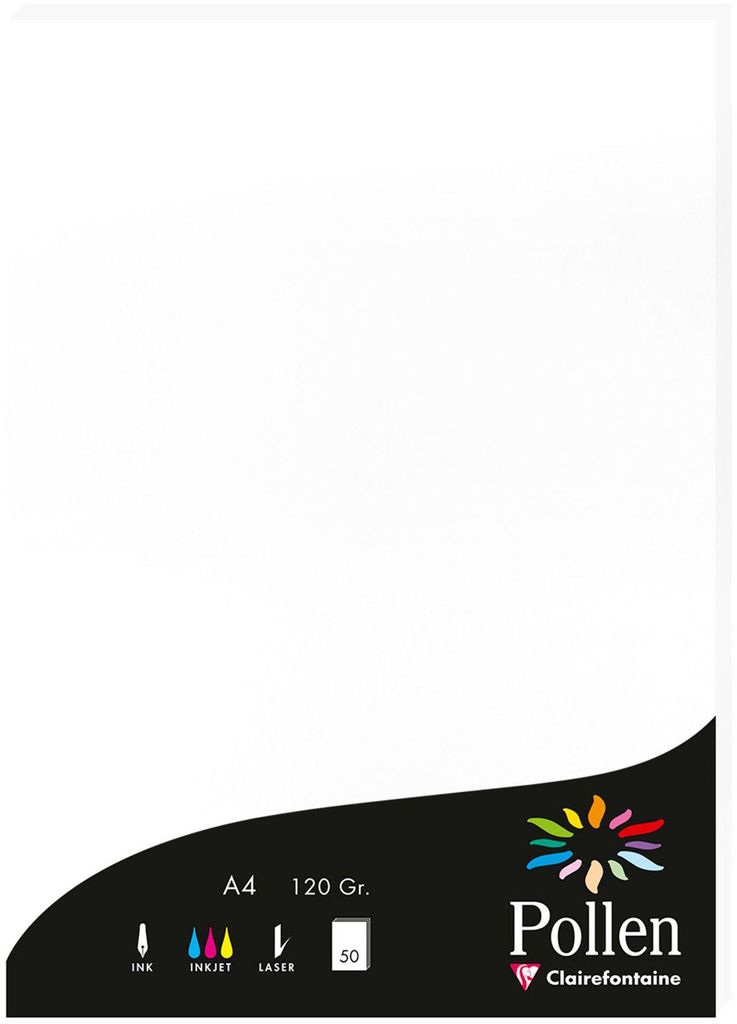 Clairefontaine Pollen Papier weiß 120g/m² DIN-A4 50 Blatt Produktbild 