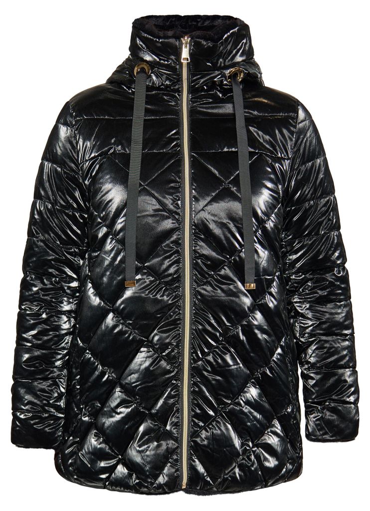 ALBEE damen langer steppmantel - schwarz, XXL