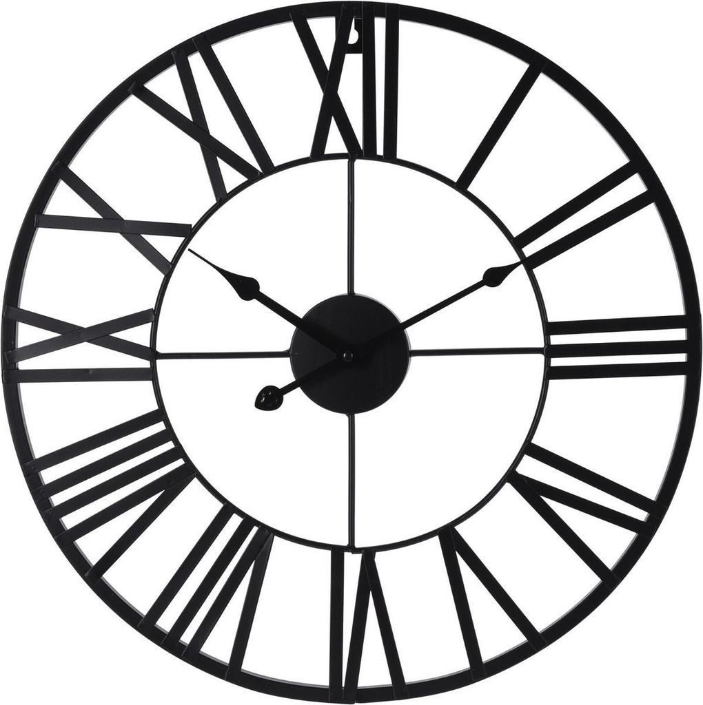 H&S Collection Wanduhr Römische Ziffern Schwarz Produktbild 