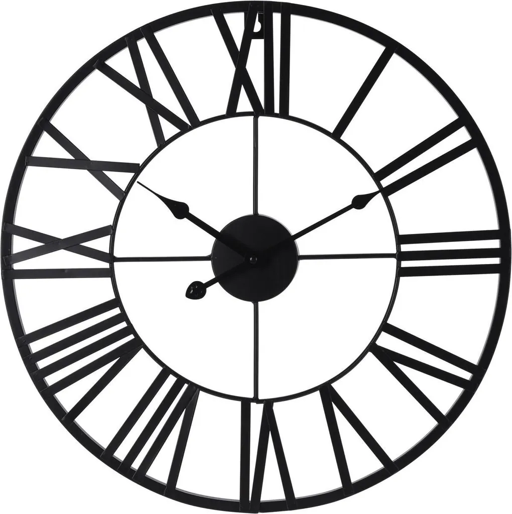 H&S Collection Horloge Murale Chiffres Romains Noir Design Industriel 40cm