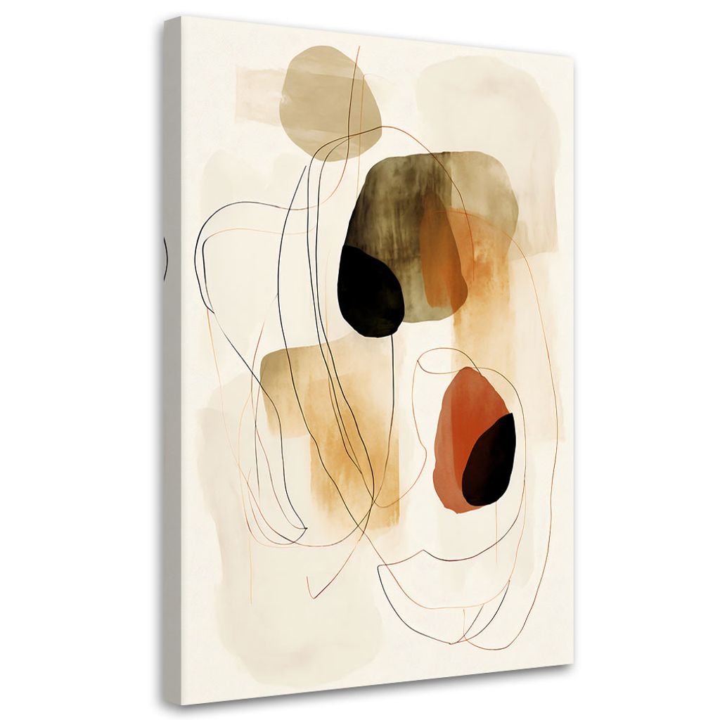 Leinwandbild Boho-Abstraktion 70x100 Feeby Beige bild für die wand bereit zum aufhängen