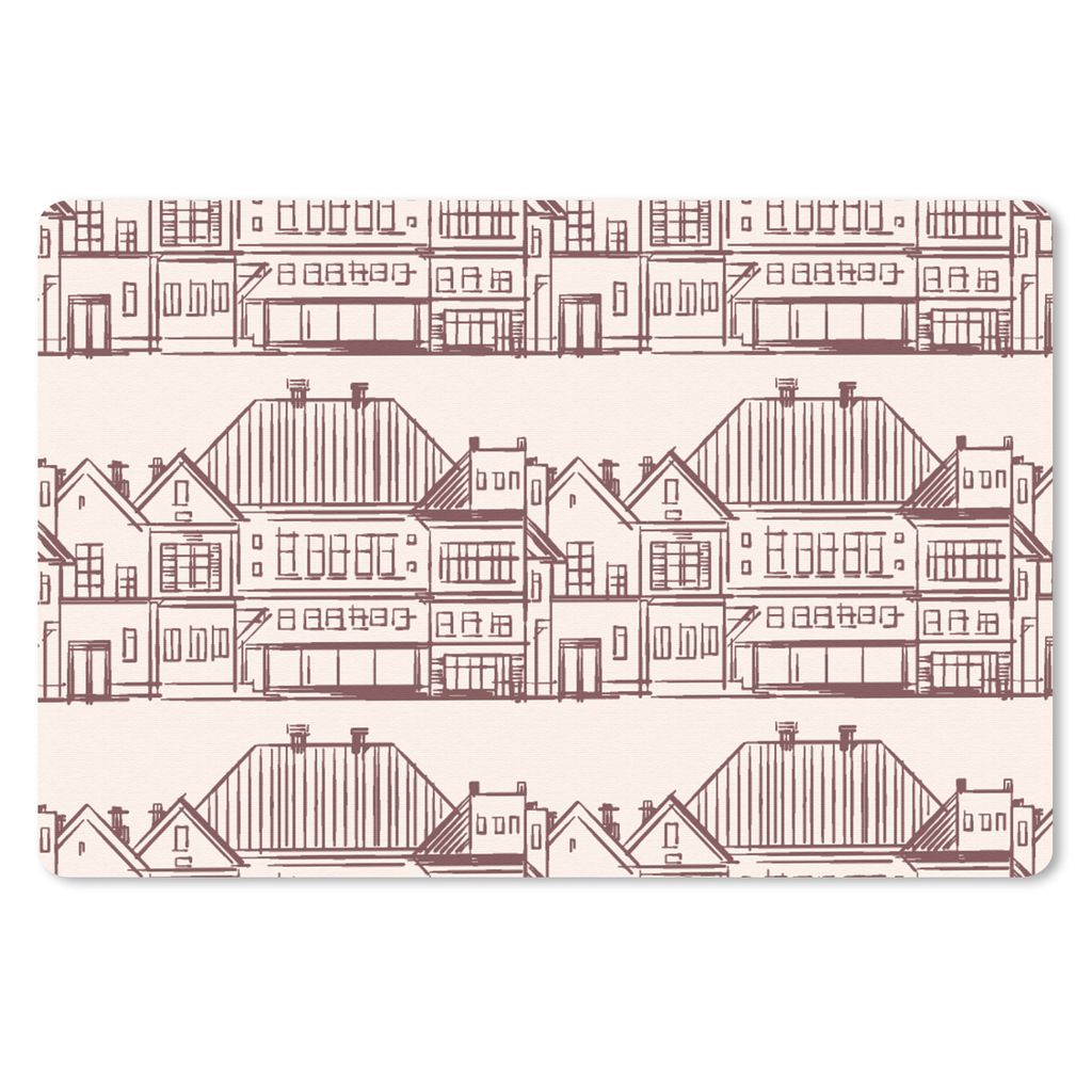 MuchoWow Mauspad Mousepad Häuser - Muster - Abstrakt 27x18 cm - Mousepads - Maus Mat - Pad - Mausunterlage - Büroartikel - Desk Matten