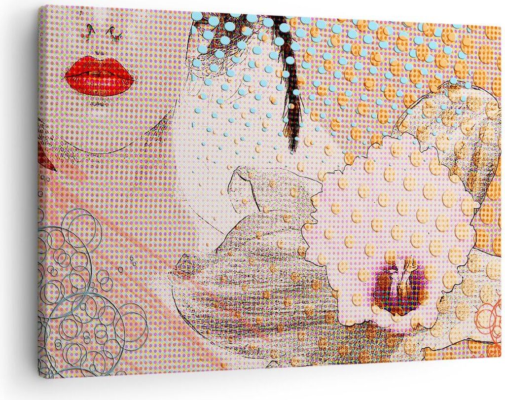 Bild auf Leinwand - Leinwandbild - Blume Dame Kleid Eleganz - 70x50cm - Wand Bild - Wanddeko - Leinwanddruck - Bilder - Kunstdruck - Wanddekoration...