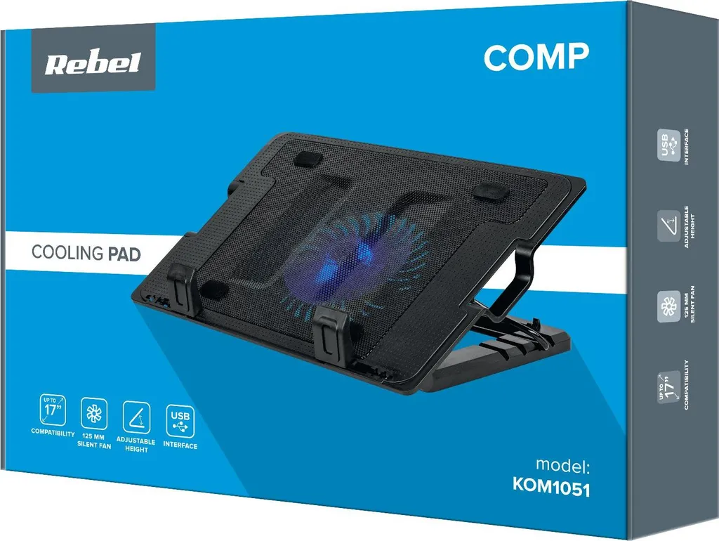 Refroidisseur PC Rebel 14-17 pouces avec ventilation silencieuse LED