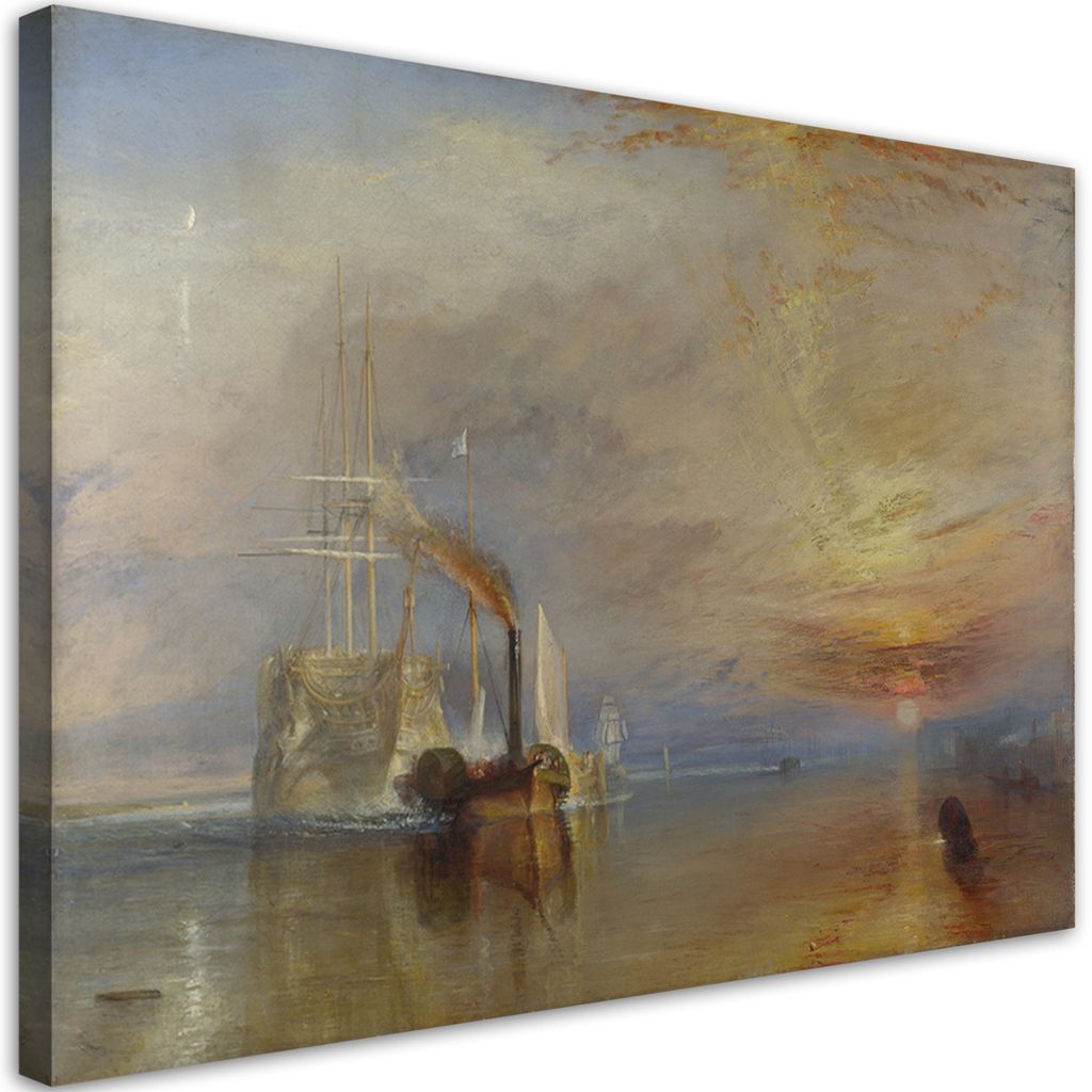 Leinwandbild Der letzte Weg des Temeraire - William Turner 120x80 Feeby Bunt bild für die wand bereit zum aufhängen