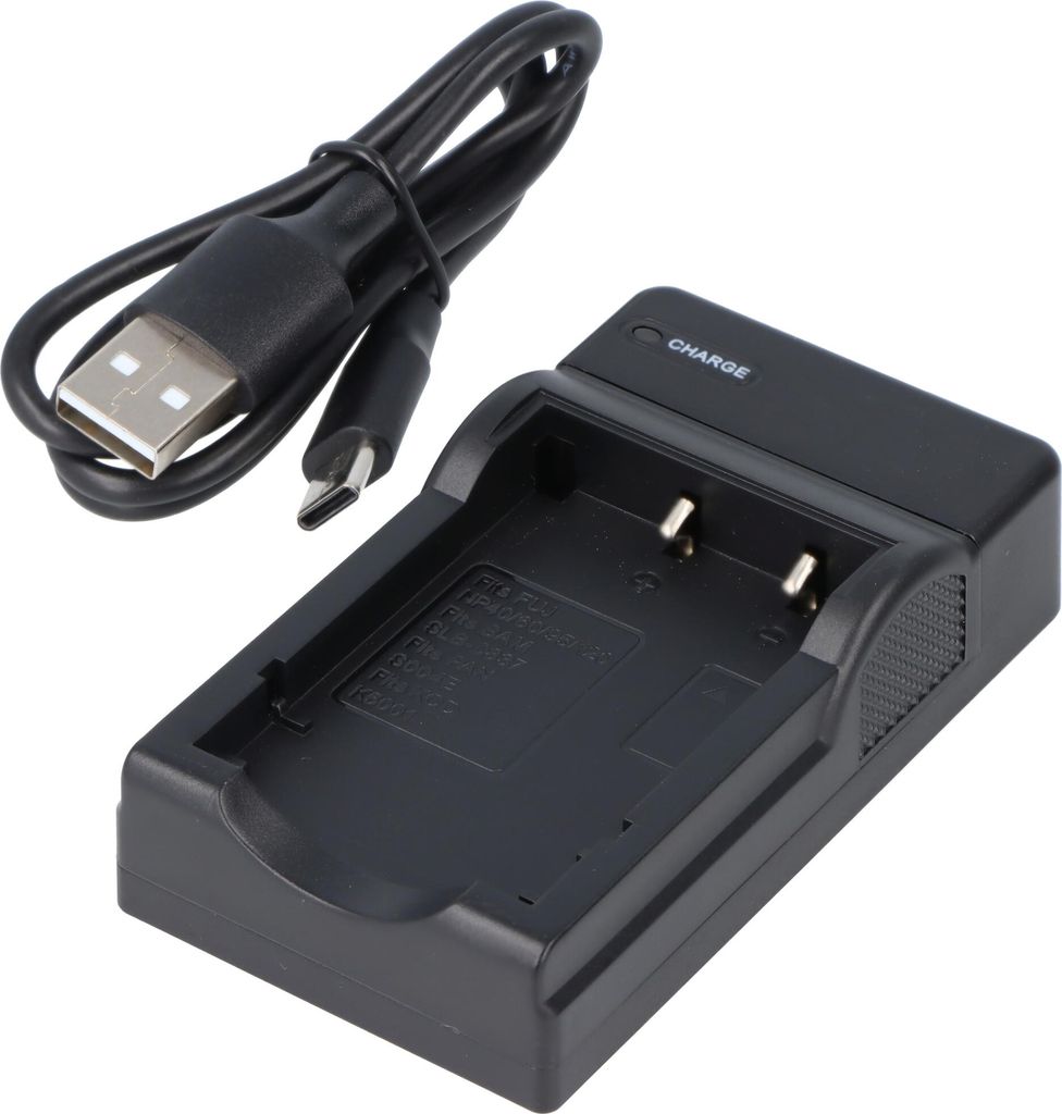USB-Ladegerät passend für Fuji NP-40, NP-95, F30, Z3, Z60, SLB-1037, Micro-USB Ladekabel