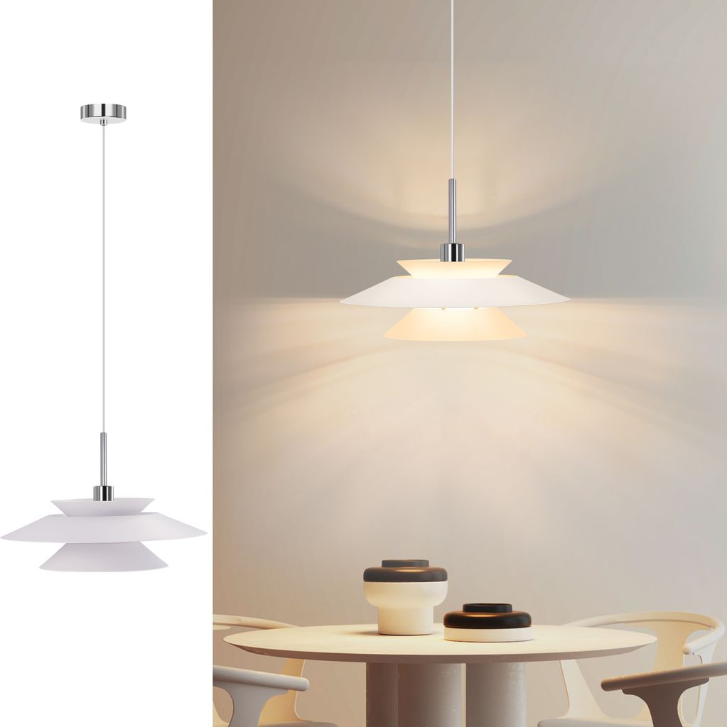ZMH Pendelleuchte Esstisch Weiß Hängelampe Modern E14 150CM Höhenverstellbar Wohnzimmer Kronleuchter für Esszimmer schlafzimmer Küche Büro