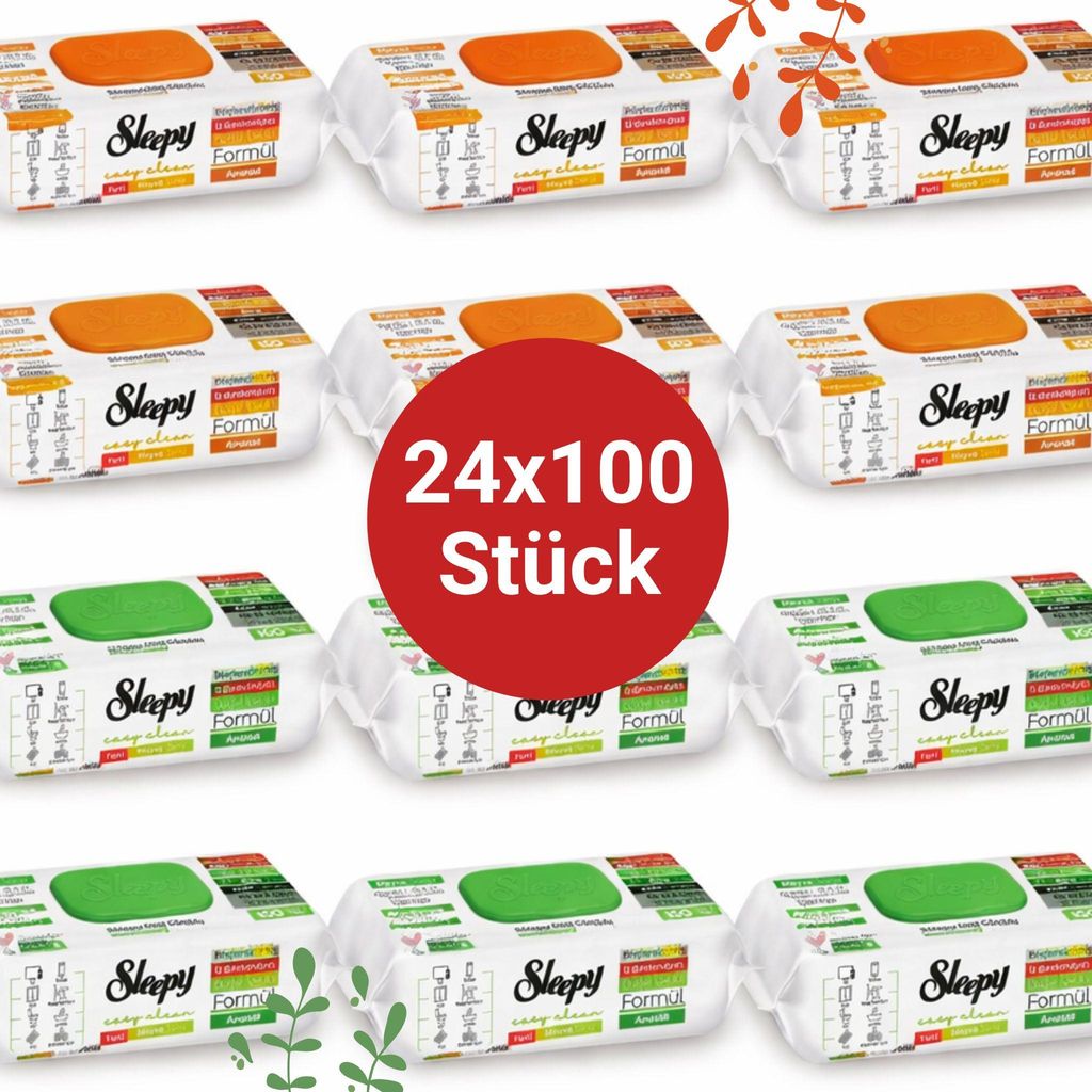 Sleepy Easy Clean Oberflächenreinigungstücher – 12x100 Anannas + 12x100 Orange | Wischpflege