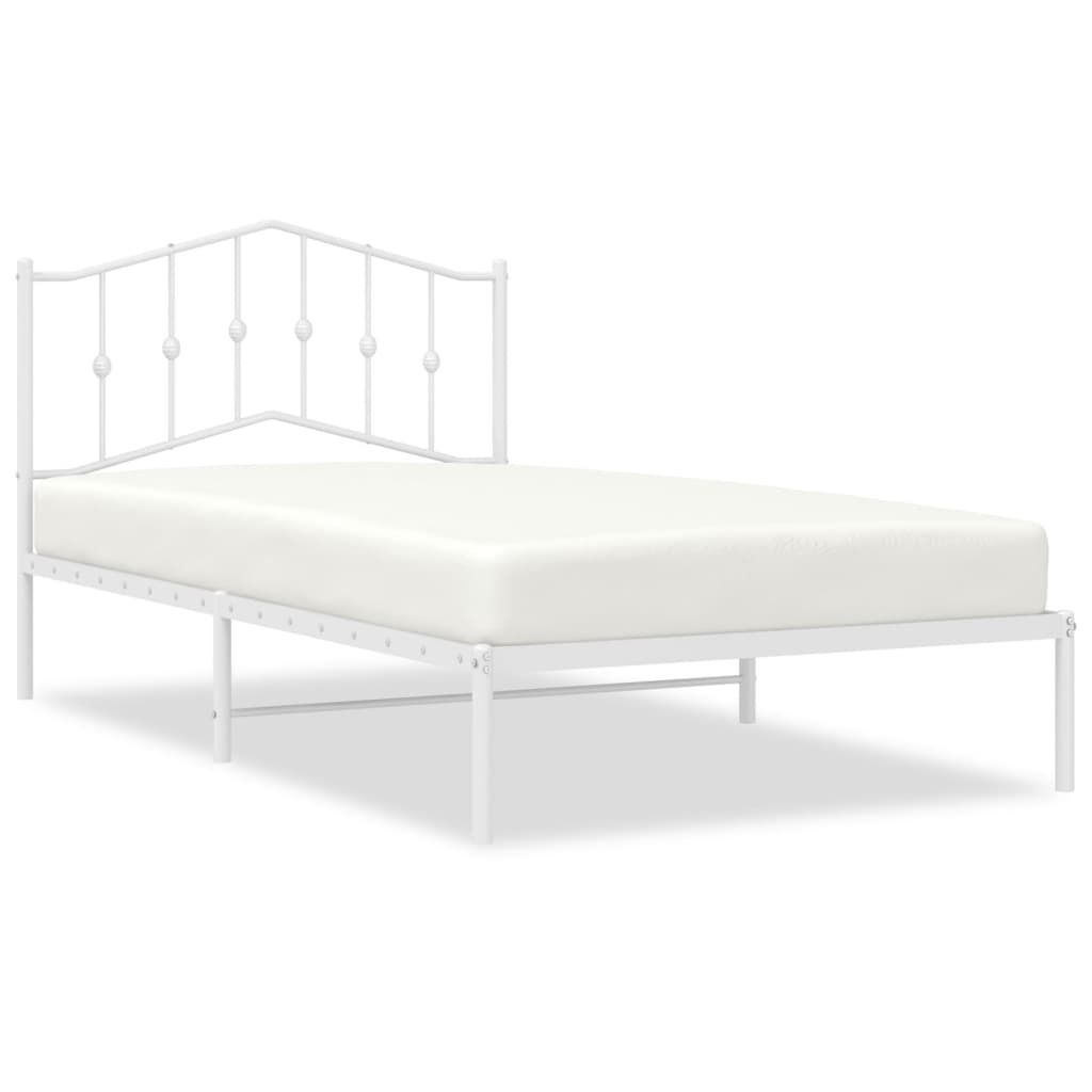 "2026 Aktion"Bettgestell Stylishces - Einzelbett/Jugendbett mit Lattenrost - mit Kopfteil - Metall Weiß 107x203cm - Klassische Betten NeuMöbel199844