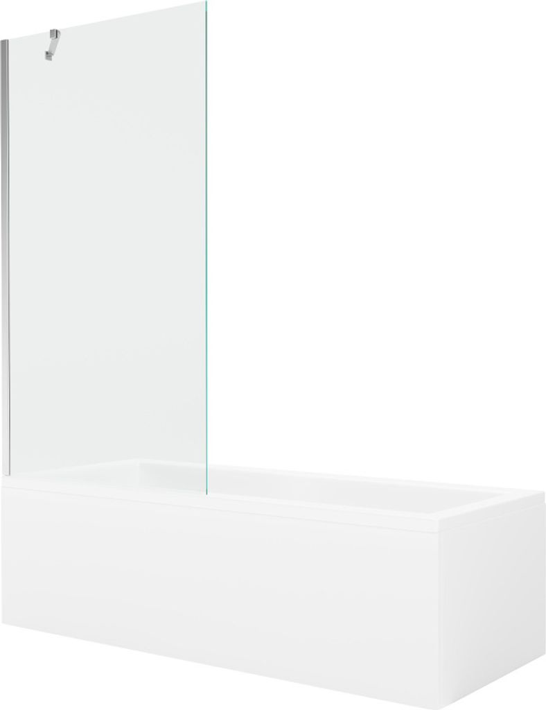 Mexen Cubik rechteckige Badewanne 160 x 70 cm mit Verkleidung und 1-flügliger Duschabtrennung 90 cm, transparent, chrom - 550316