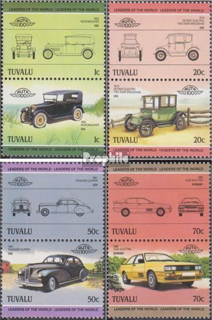 Briefmarken Tuvalu 1985 Mi 296-303 Paare (kompl.Ausg.) postfrisch Autos