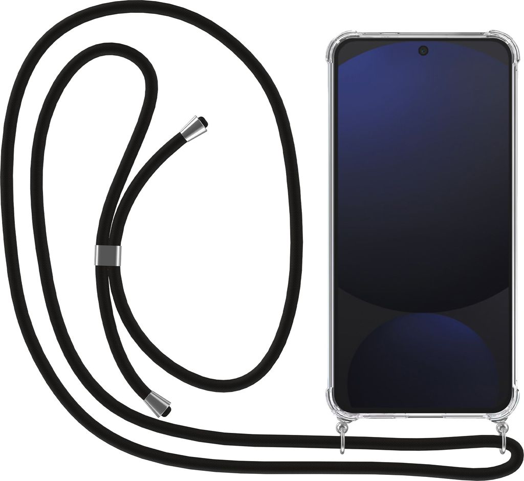 Smartphonica Handyhülle passend für Samsung Galaxy S24 FE mit Kabel und Bumper - TPU Backcover stoßfest mit Lanyard - Transparent