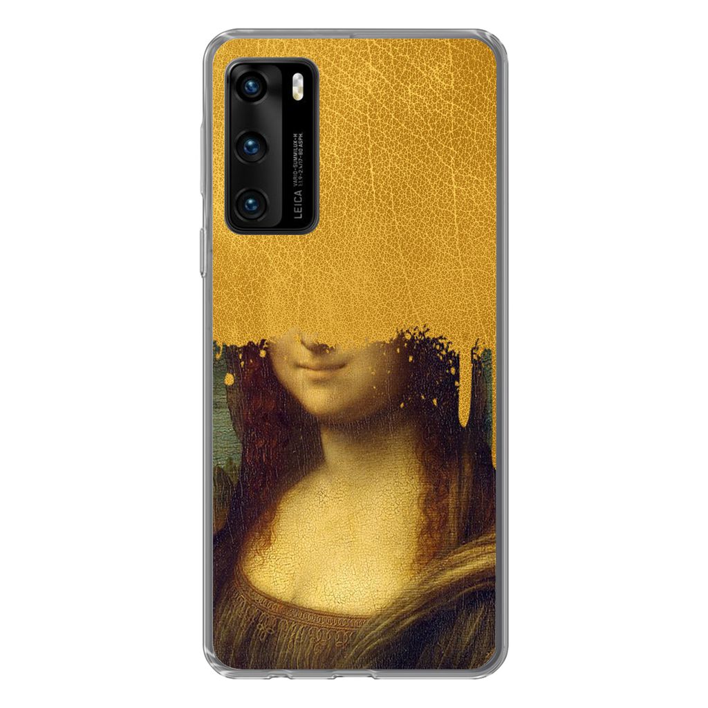 MuchoWow Handyhülle Schutzhülle Hülle für Huawei P40 Mona Lisa - Da Vinci - Gold Silikon Softcase Handy Hülle - Handytasche