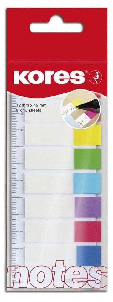 Marqueurs de page Kores - film, 12 x 45 mm, 8 x 15 feuilles Image du produit 
