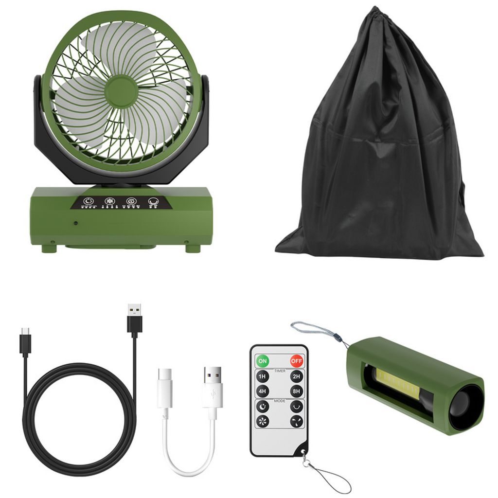 Jopassy Camping Ventilator Multifunktionales 2in1 Camping-Lüfterlicht, Tragbarer USB-Campingventilator für Zelt mit LED-Lampe Laterne Fernbedienu...