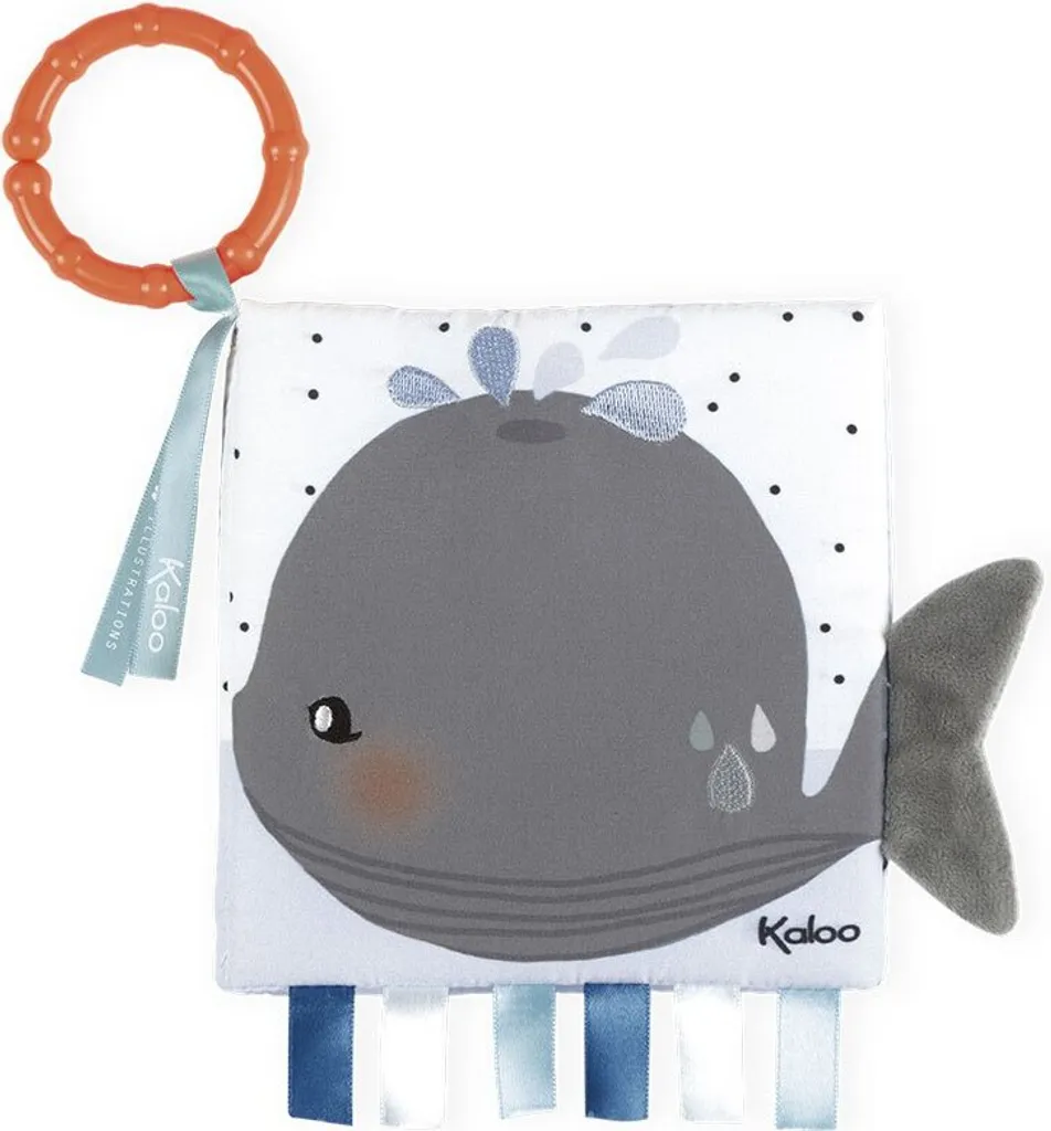 Livre de bébé souple Kaloo Baleine, jouet d'éveil premier âge en tissu