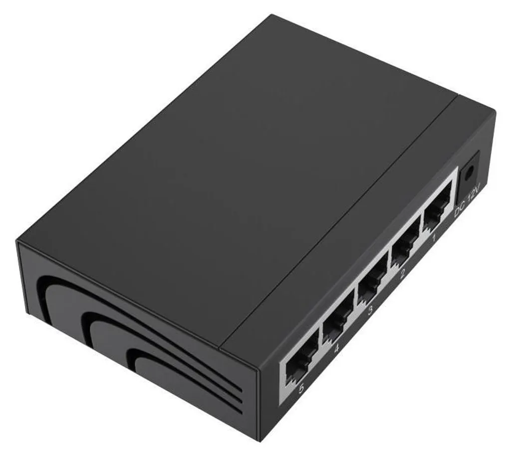 Commutateur 5 ports 10/100/1000 Mbps avec boîtier métal robuste Noir