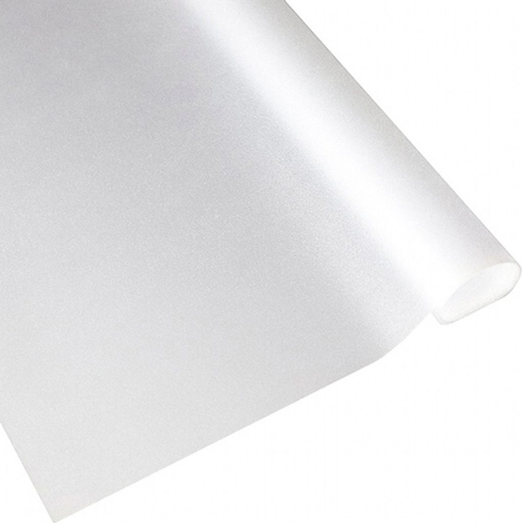 A roll of frosted window film is shown against a white background.