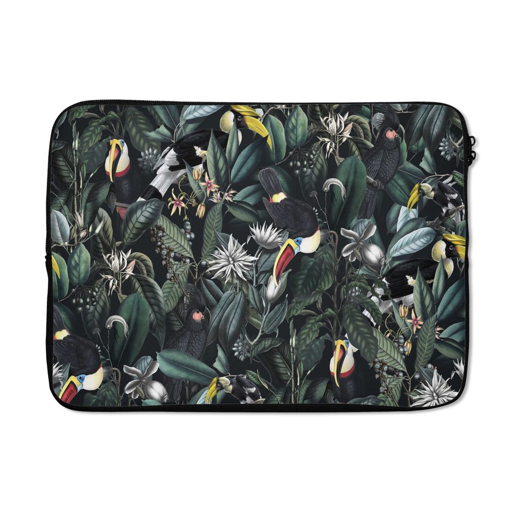 MuchoWow Laptop Hülle 14 ZollBlumen - Vogel - Tukan Laptoptasche - Laptoptasche - Stoßsicher - Schutzhaube