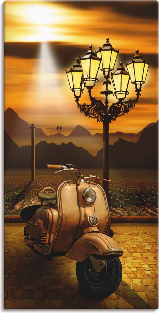 ARTland Leinwandbild Oldtimer Motorroller romantisch Größe: 50x100 cm