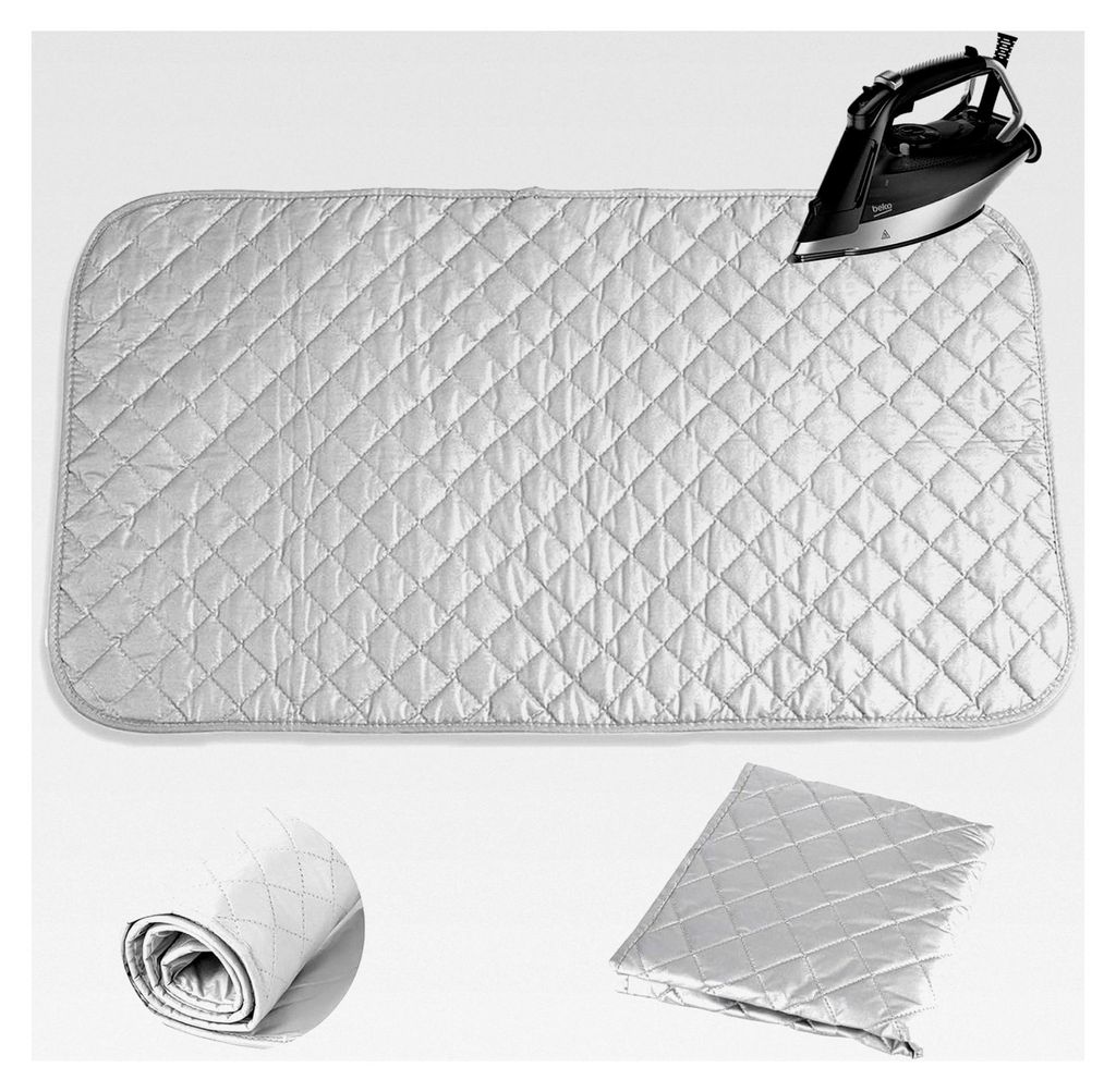Tragbares Bügelkissen, Bügelunterlage für Tisch, Klein, 48 x 85 cm, Faltbare Bügelmatte, Voll beschichtete Silberne Bügelunterlage, Trockner, ...