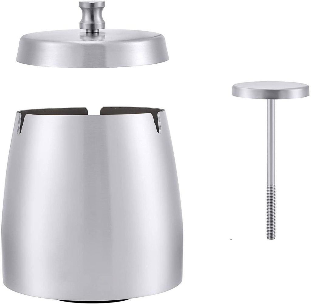 Aschenbecher Edelstahl Mit Deckel, Windfester Produktbild 
