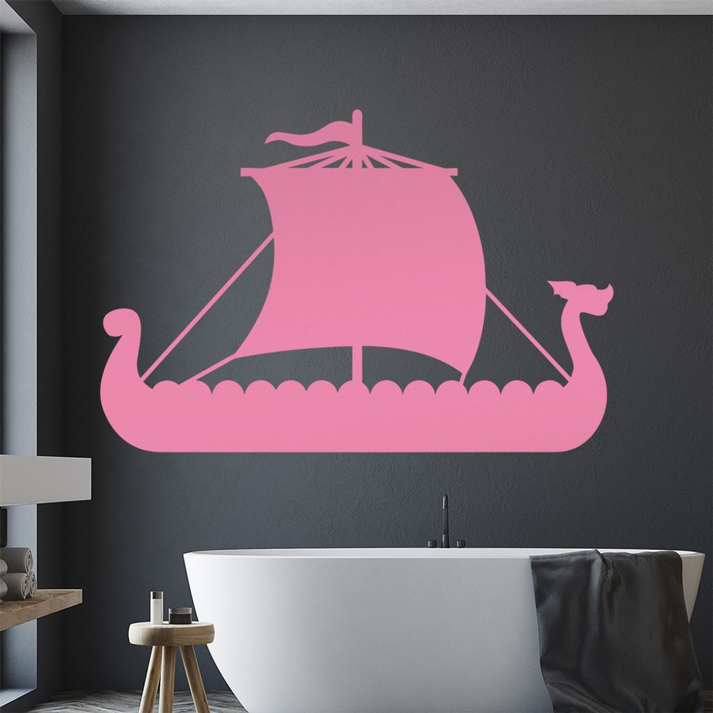 Wikinger Schiff Drachenboot Wandtattoo Wandaufkleber Wall Sticker - Dekoration, Küche, Wohnzimmer, Schlafzimmer, Badezimmer