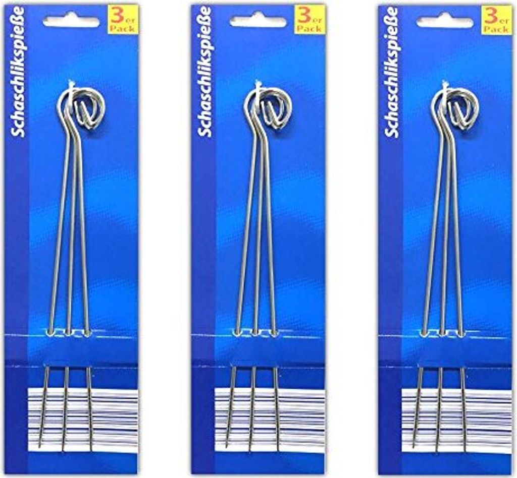 9x Schaschlik-Grillspieße Edelstahl Schaschlikspieße Produktbild 