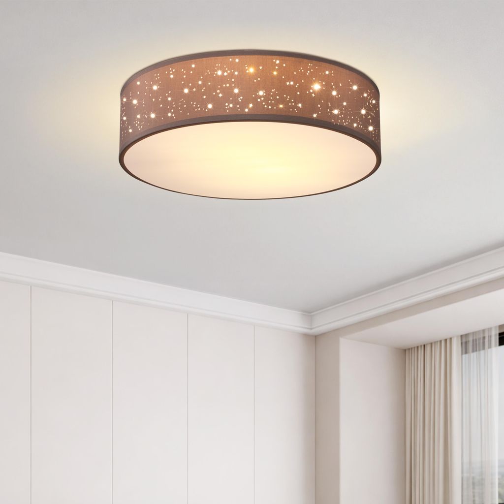 MONZANA® Plafonnier Ciel étoilé Rond Ø 30cm Abat-jour Tissu Image du produit 