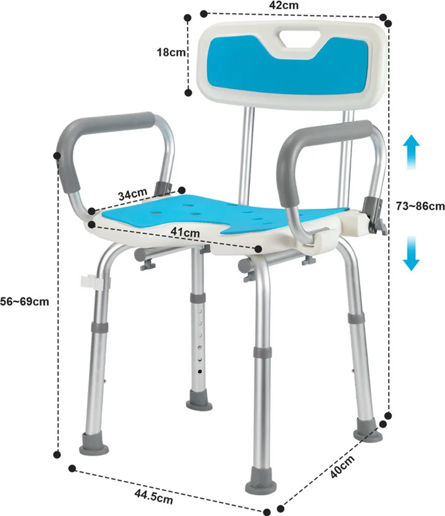 Tabouret de Bain pour Personne à Mobilité Réduite Hauteur Ajustable
