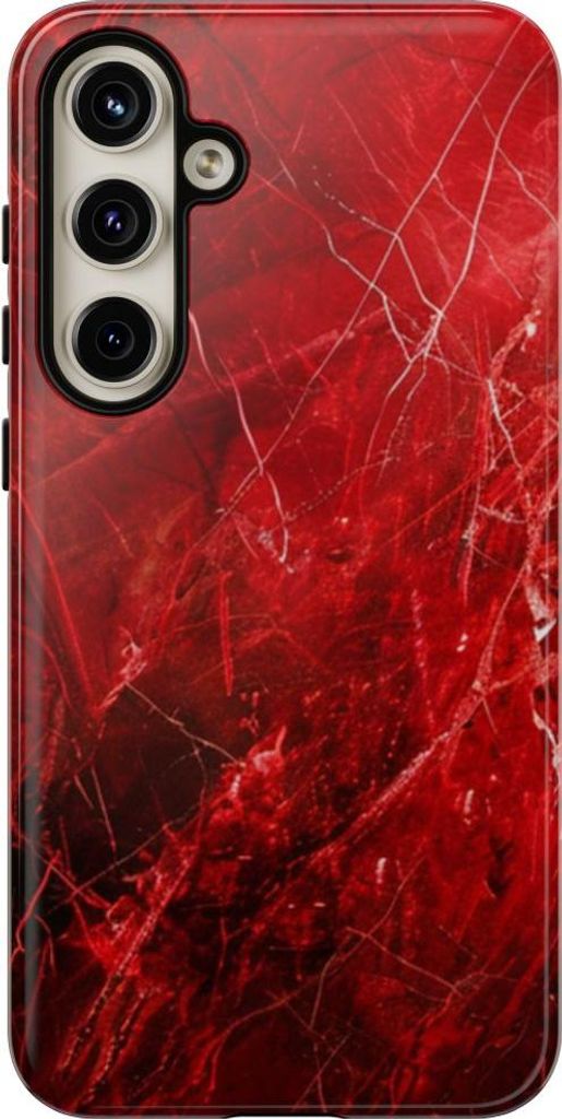 Rote Marmoroptik mit feinen Adern – Hülle Kompatibel mit Samsung Galaxy S24 Plus