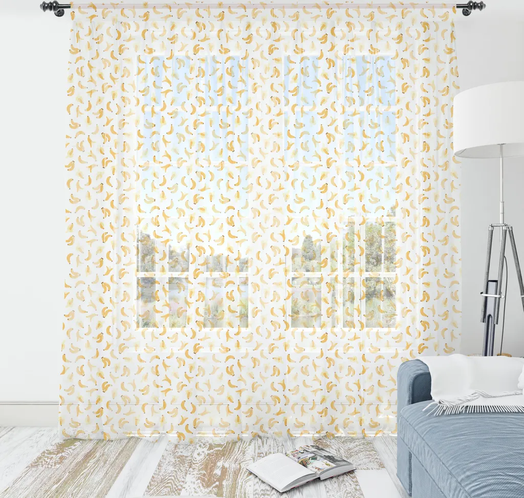 Tenture Murale Tropicale Banane 135x274 cm Décoration Satin Grand Format