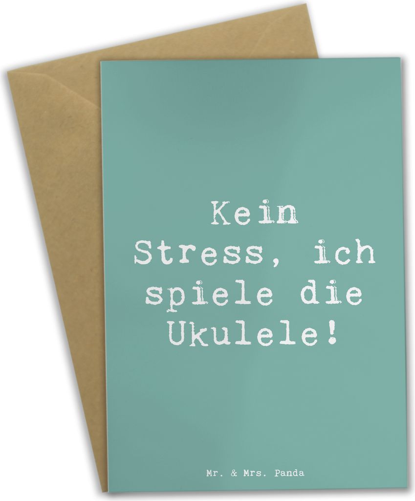 Mr. & Mrs. Panda Grußkarte Spruch Ukulele Entspannung - Meeresbrise - Geschenk, Gelassenheit, Instrument, Stressabbau, Lieder, einladungskarten, L...