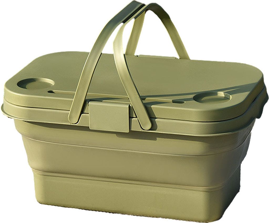 Zusammenklappbarer Tragbarer Picknickkorb, Eingebauter Mini-Campingschreibtisch Und Schneidebrett, wasserdichte Camping-Picknickbehälterbox