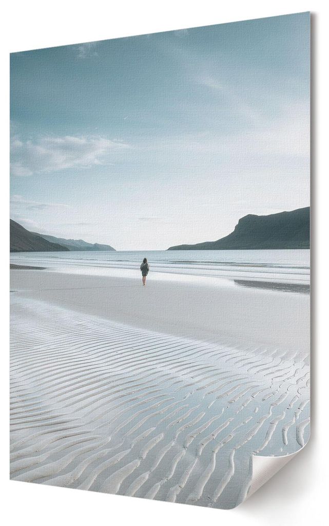 Ruhiger Strand- Kunstdruck A4 - Klassisch, Modern- Wandbild für Wohnzimmer Schlafzimmer & Flur, Modernes Poster Wanddeko, Ungerahmt