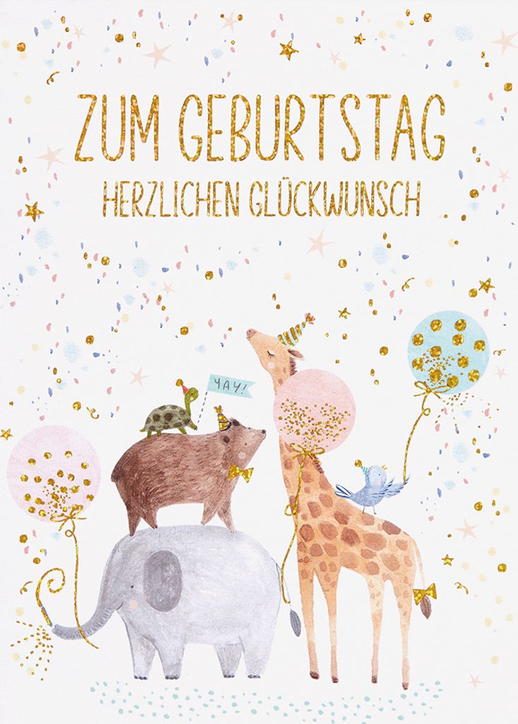 Kindergeburtstag Unverpackt Glückwunschkarte im Format 115x17cm mit