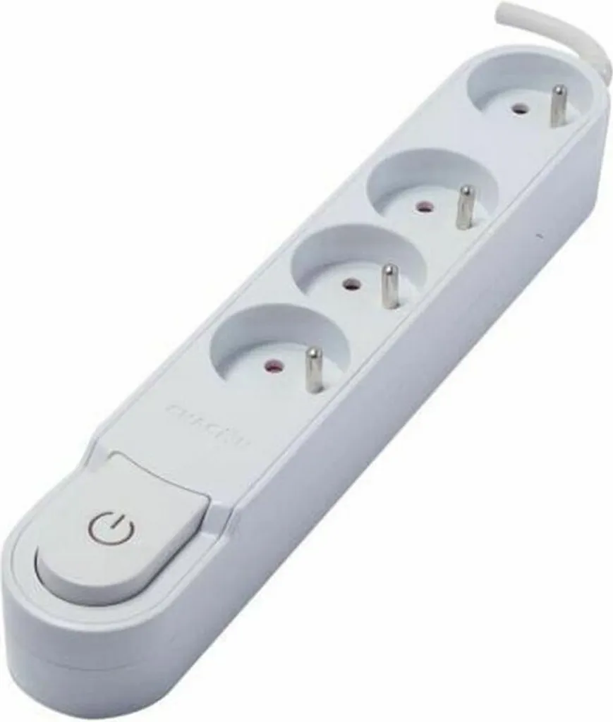 Chacon 48856 Multipresa Sicura per Bambini | 4 Prese Bianche 3m