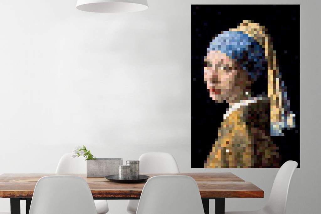 MuchoWow Poster Das Mädchen mit dem Perlenohrring - Johannes Vermeer - Pixel 80x120 cm - Papierdruck