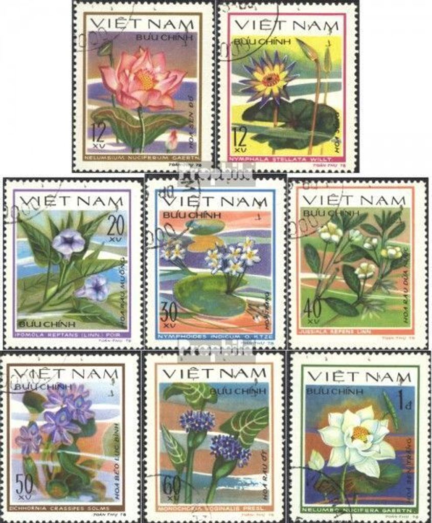 Briefmarken Vietnam 1980 Mi 1077-1084 (kompl.Ausg.) gestempelt Wasserblumen