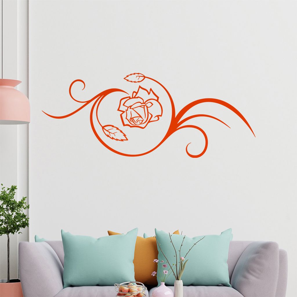 Rose - Linien Wandtattoo in 6 Größen - Wandaufkleber Wall Sticker - Dekoration, Küche, Wohnzimmer, Schlafzimmer, Badezimmer