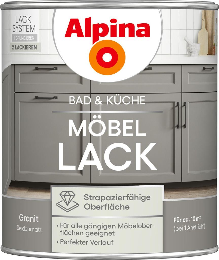 Alpina Bad & Küche Möbel-Lack 750 ml Granit seidenmatt Produktbild 
