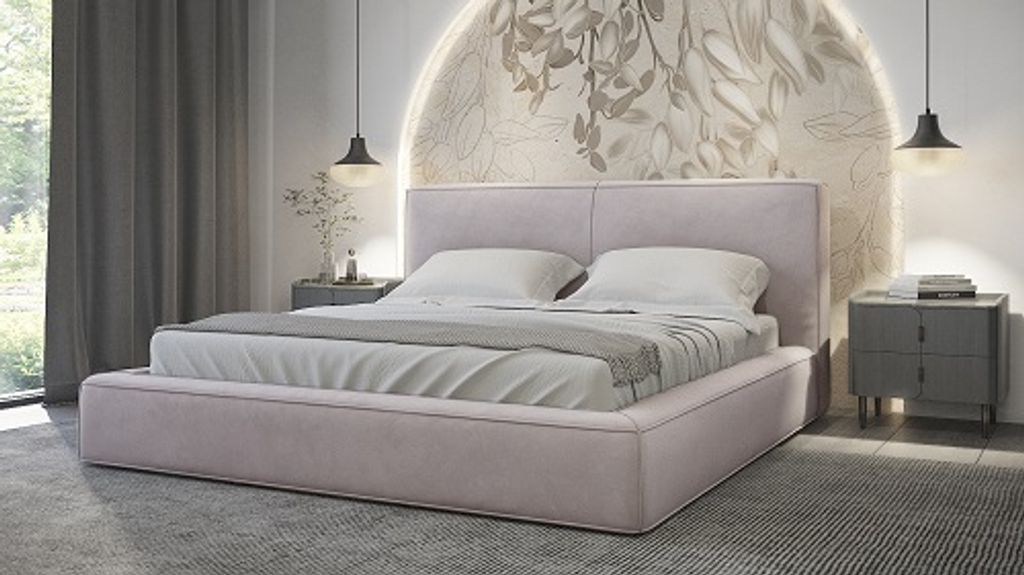 FURMEB24 - KALI 140 x 200 cm - Polsterbett mit Bettkasten und Holzrahmen - Doppelbett mit h¶her Kopsttze - OHNE Matraze (Jasmine 62)