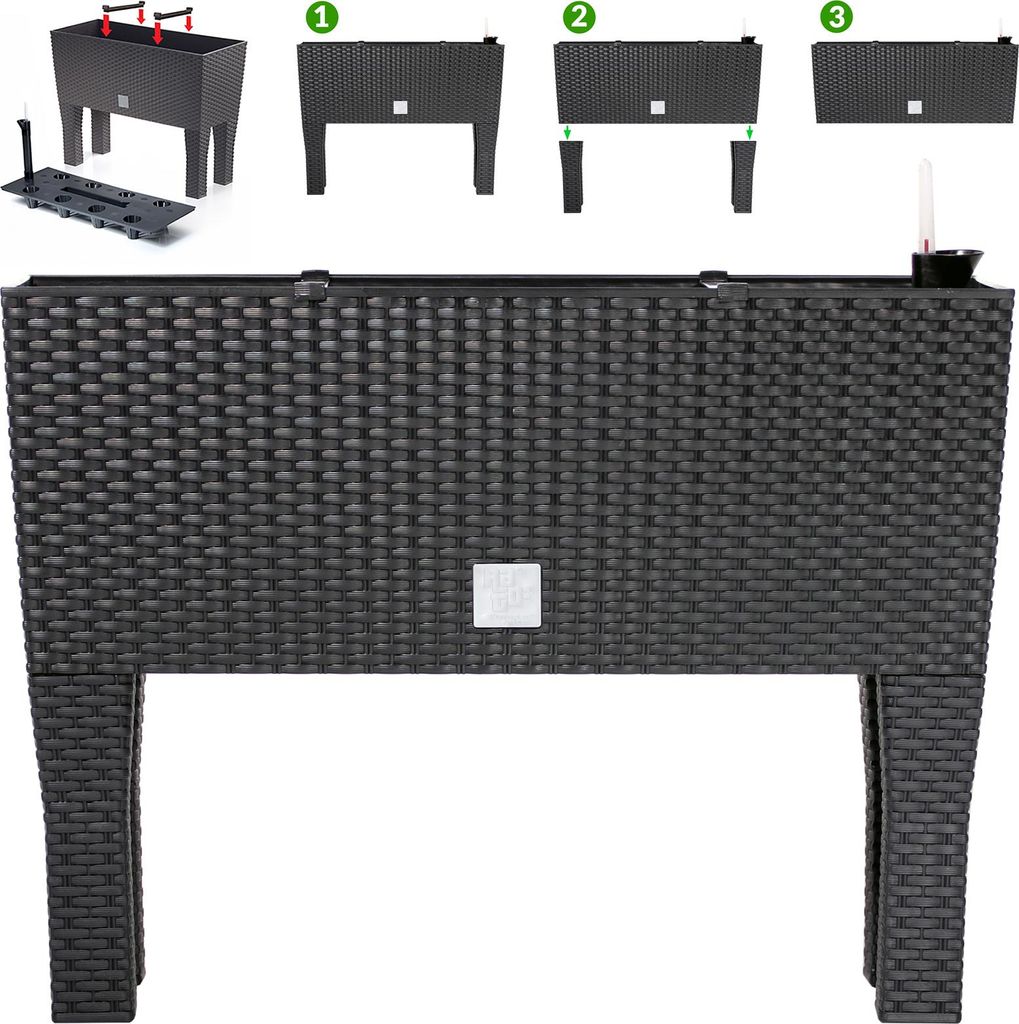 1x Jardinière surélevée en polyrotin 3 compartiments Image du produit 